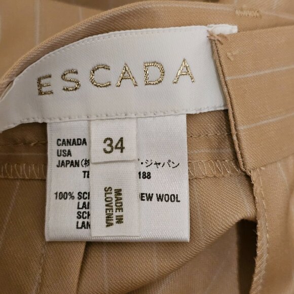 Escada Beige New Wool Pinstripe Pants Suit. Size 34 (small) - Picture 8 of 12